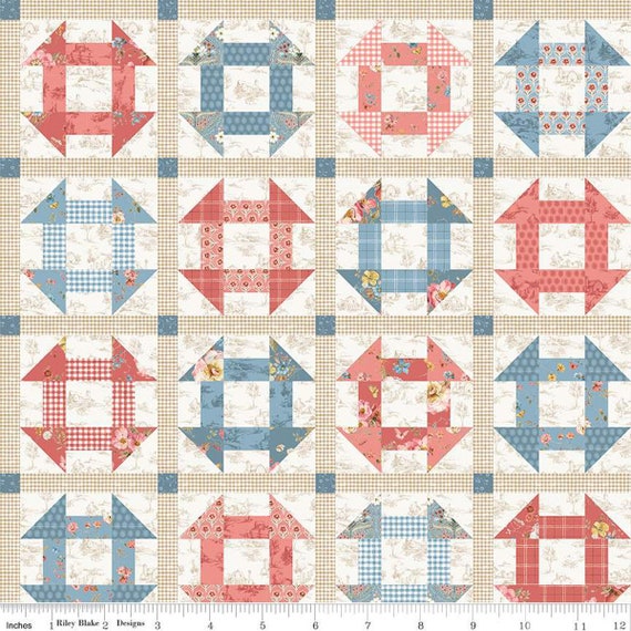 Countryside - 1/2 Yard Increments, Cut Continuously (C15071 Churn Dash Cheater Print Multi) by Lisa Audit for Riley Blake