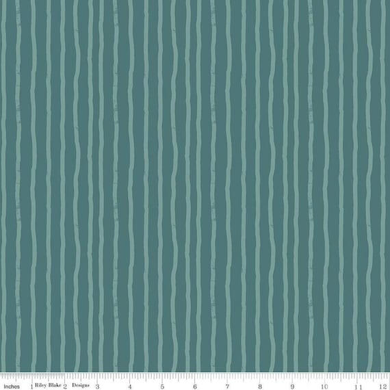 Roar - Fat Quarter (C12465 Teal Stripes) by Citrus and Mint for Riley Blake Designs