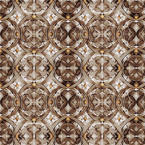 Bear Hugs - 1/2 Yard Increments, Cut Continuously (30066-A Geo Medallion Brown) by Morris Creative Group for QT Fabrics