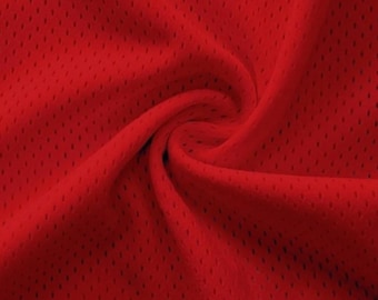 Pro Mesh Jersey Fabric - 1/2 Yard Increments, Cut Continuously (Red) Jersey Mesh, Sports Mesh, Heavy Athletic Mesh