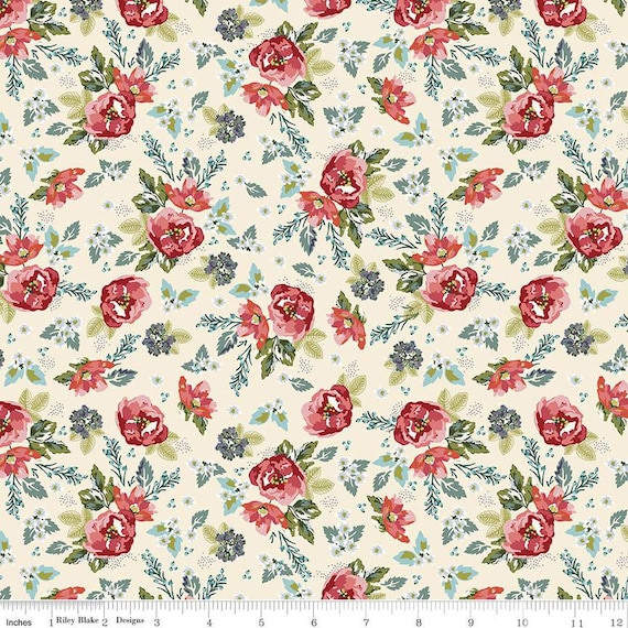 Bellissimo Gardens-1/2 Yard Increments, Cut Continuously (C13831 Floral Cream) by My Minds Eye for Riley Blake Designs