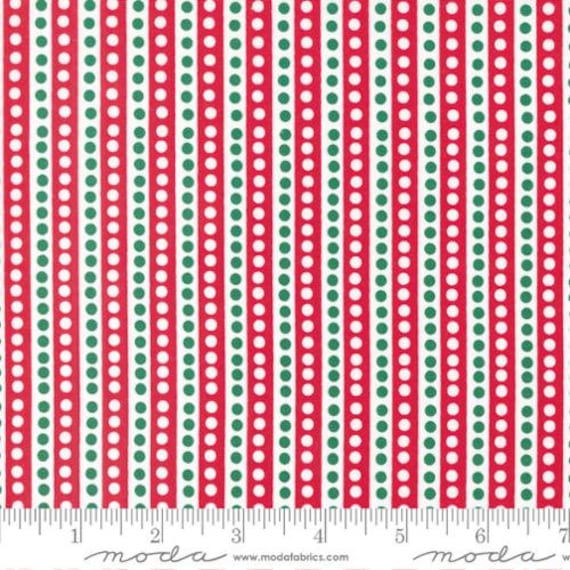 Hello Holidays - 1/2 Yard Increments, Cut Continuously (35375-11 Stripes Red Scarf) by Abi Hall for Moda