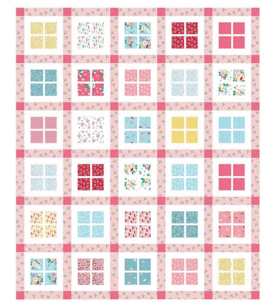 Gingham Windows Quilt KIT for Riley Blake Designs Finished Quilt 61 x