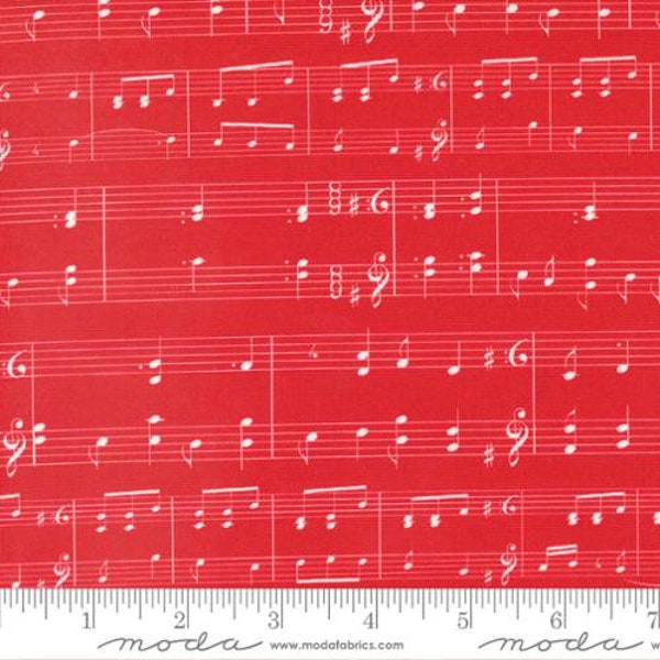 Sweet Melodies-1/2 Yard Increments, Cut Continuously (21815-22 Music Notes Red) by American Jane for Moda