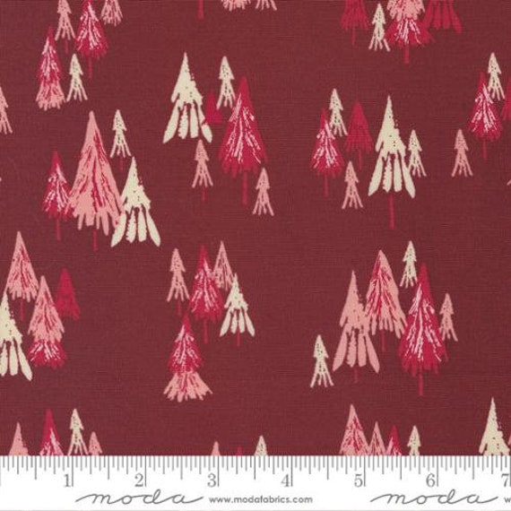 Good News Great Joy-1/2 Yard Increments, Cut Continuously (45562-14 Fir Forest Cranberry) by Fancy That Design House for Moda