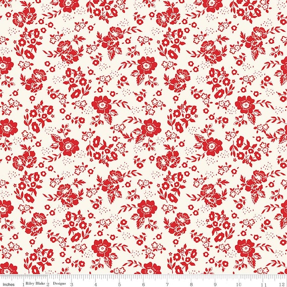 Freedom Garden - 1/2 Yard Increments, Cut Continuously (C15621 Medium Floral White) by My Mind's Eye for Riley Blake Designs