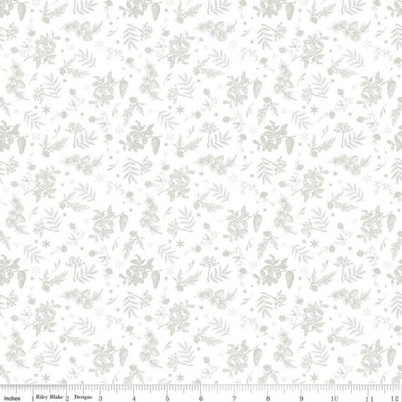Peace On Earth-1/2 Yard Increments, Cut Continuously (C13453 Sprigs White) by My Minds Eye for Riley Blake Designs