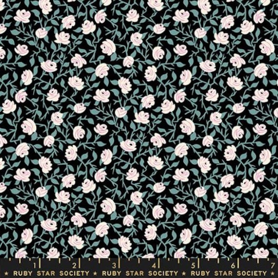 Tiny Frights - 1/2 Yard Increments, Cut Continuously (RS5119-16 Brambling Rose Floral Black) by Ruby Star Society