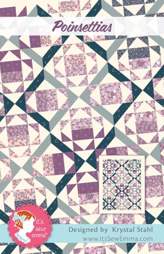 Poinsettias Quilt Pattern 54" x 69" (P051-Poinsettias) by Krystal Stahl of It's Sew Emma