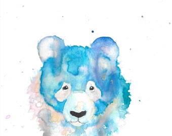 Shy panda bear watercolor prints
