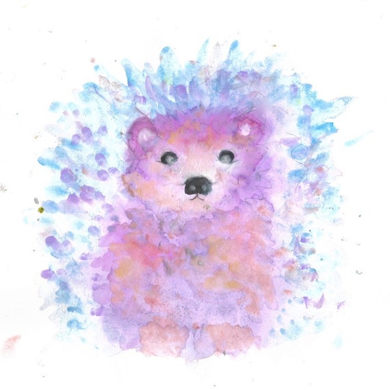 Cute Hedgehog Colorful Watercolor Prints Would Make Whimsical Baby