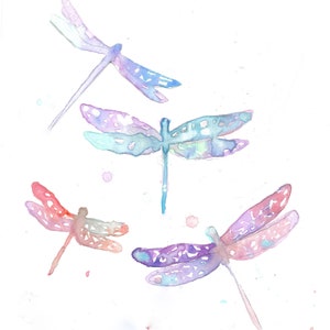Dreamy Dragonflies watercolor art prints & cards