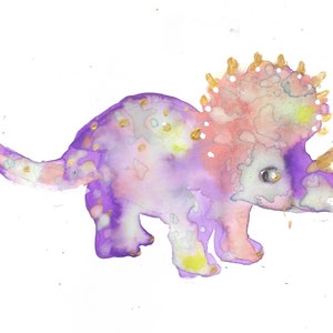 Whimsical dinosaur watercolor cards & prints perfect for nursery, children's room and  playroom wall decor