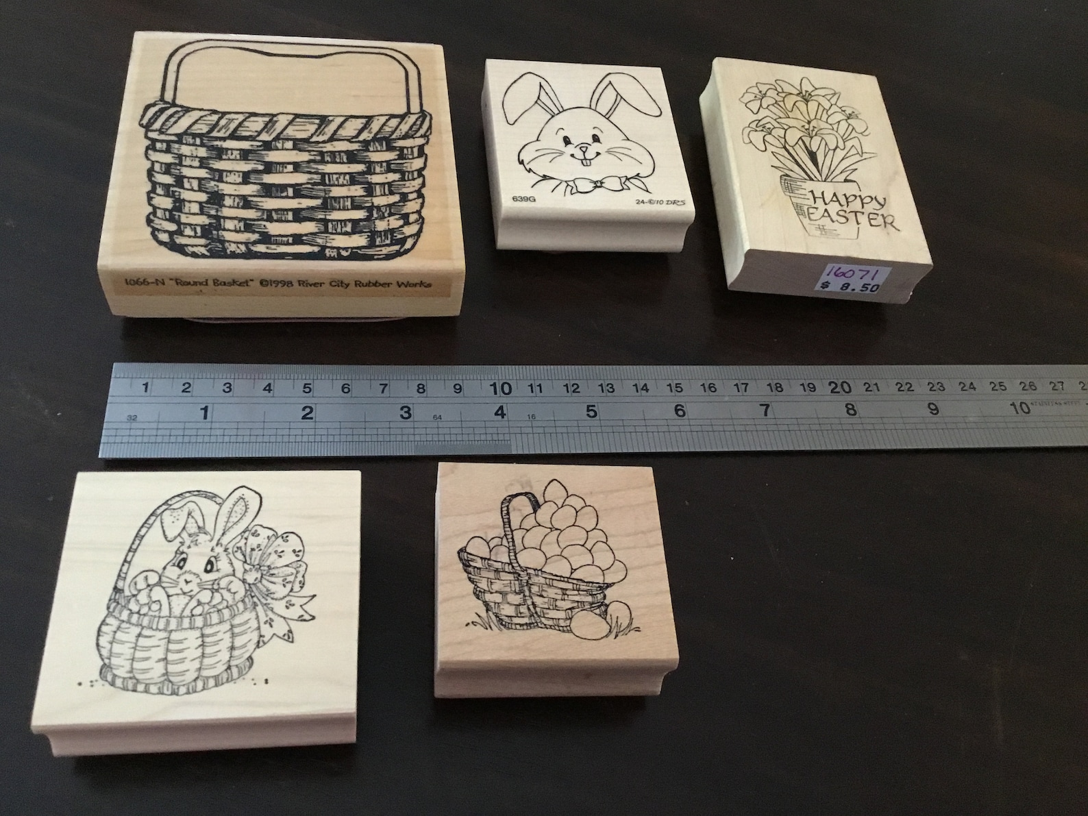Set Of Five Wooden Mounted Rubber Stamps Etsy