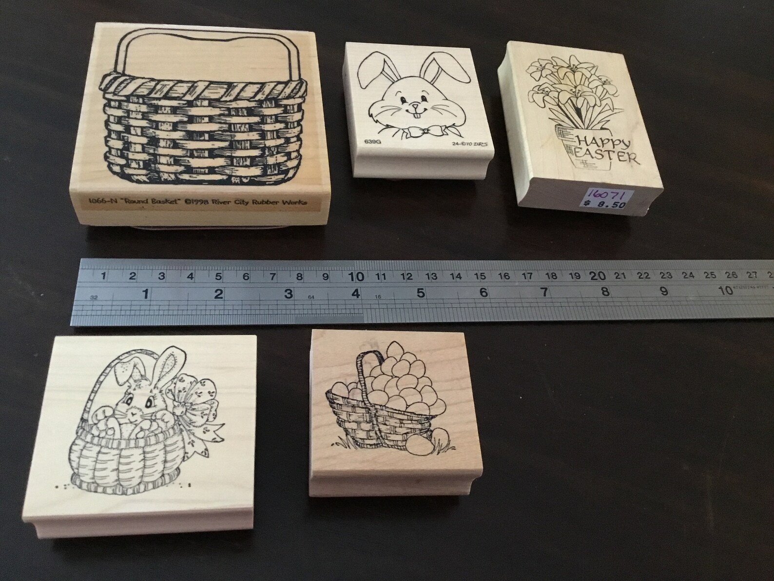 Set of five wooden mounted rubber stamps Etsy