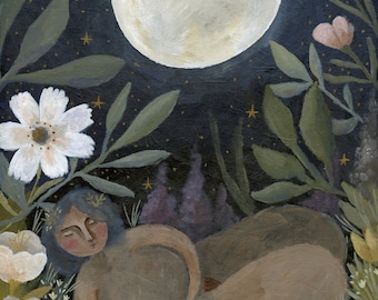 Impresión artística original de Moon Garden