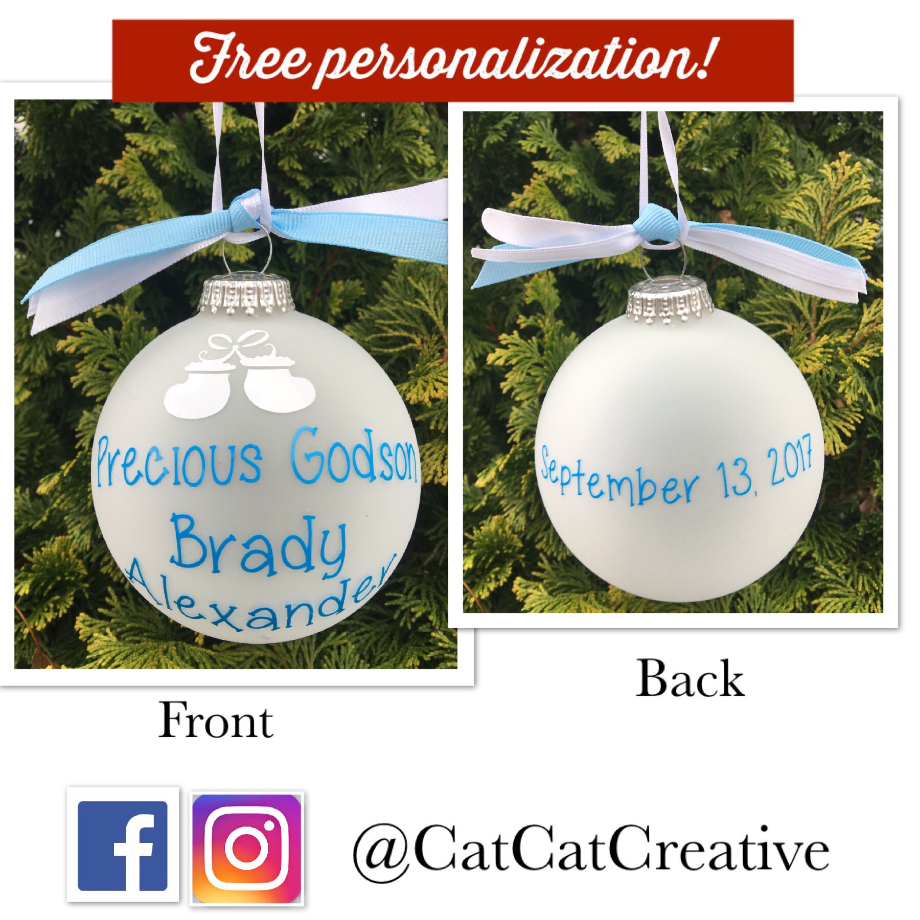 Precious Godson Personalized Christmas Ornament Glass Etsy.de