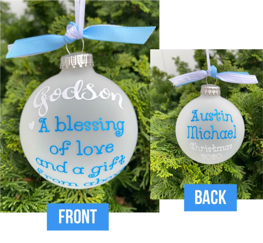 Godson Personalized Christmas Ornament Glass Etsy
