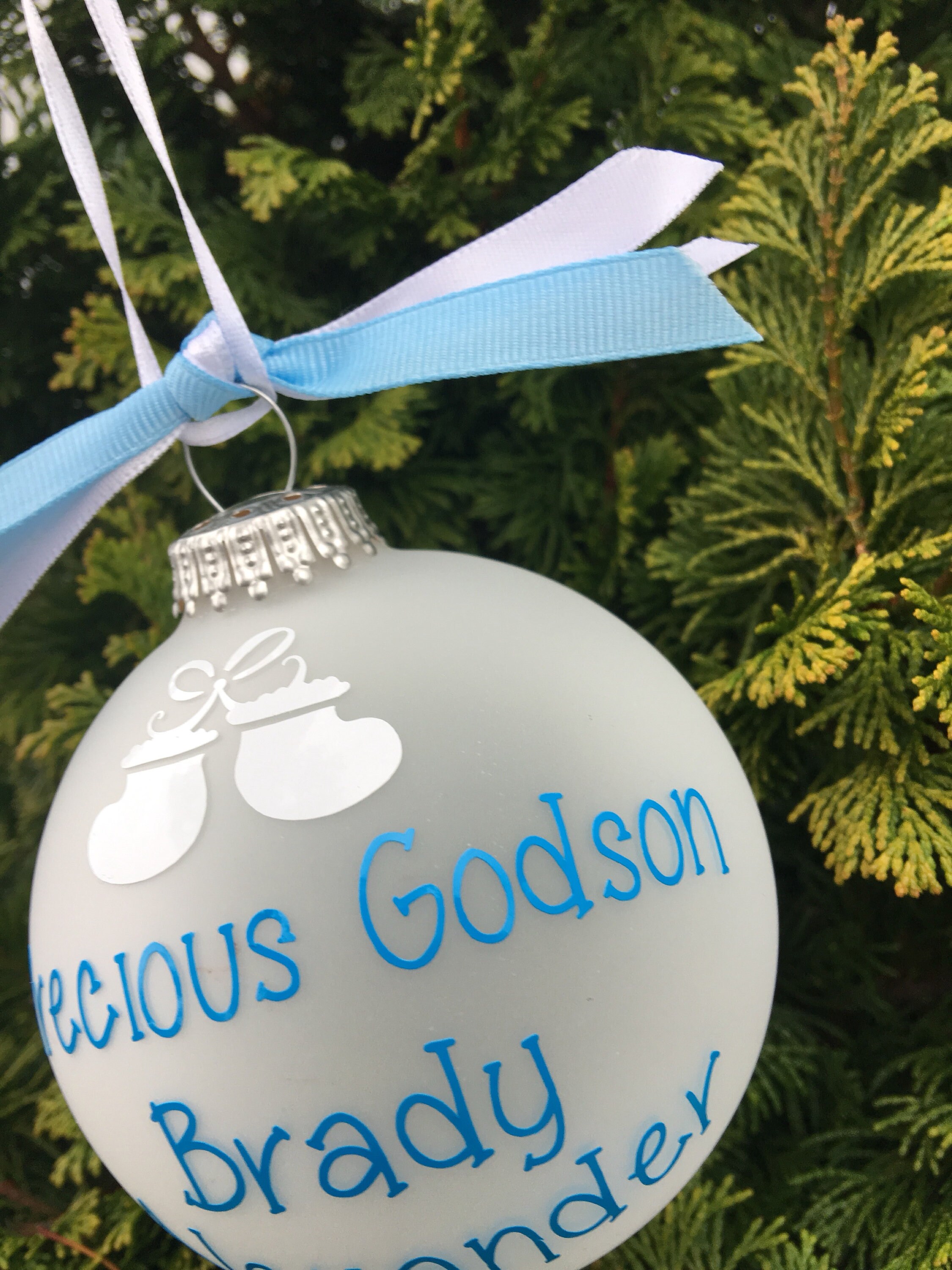 Precious Godson Personalized Christmas Ornament Glass Etsy.de