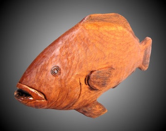 Custom Parrot Fish free standing sculpture  Alder wood hand rubbed tung  oil finish for coffee or end table home decor