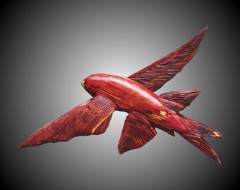 Flying Fish Version 1 Wall Carving