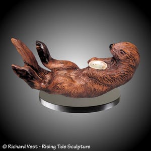 Free Standing Sea Otter with Abalone Sculpture Version 1 (base not included)