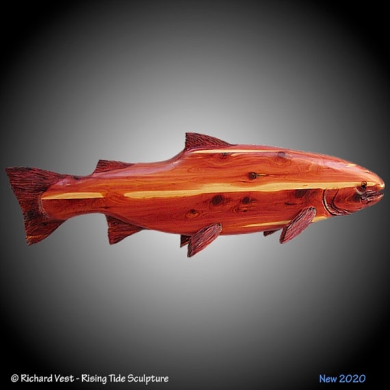 Steelhead Fish Wall Sculpture Hand Carved Made to Order Tennessee