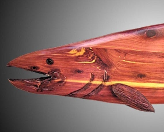 Hand Carved Red Cedar Salmon Wall Art: Tung Oil Finish - Etsy