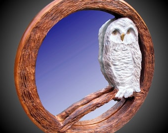 Barred Owl Mirror Version 2 Wall Carving