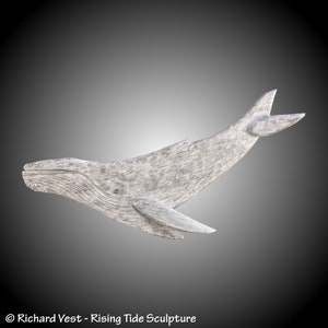 Humpback whale calf in alder wood whitish gray staining hand carved wall hanging made to order Cetacean wall Decor sculpture