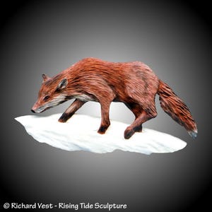 Hand Carved Red Fox Wall Sculpture: Rustic Wildlife Art