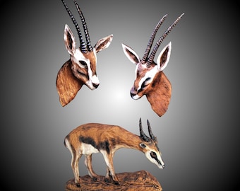 Hand Carved Gazelle Family Wall Sculpture: African Home Decor