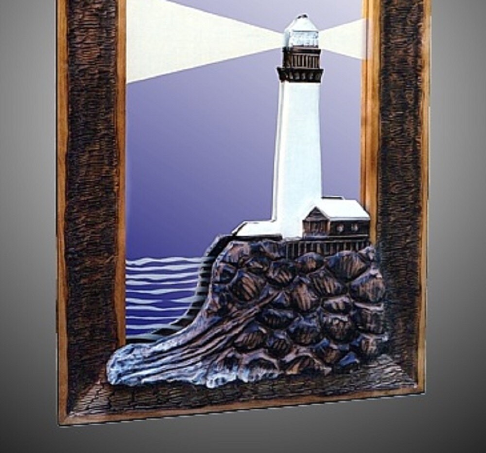 Vertical Lighthouse Mirror Wall Carving Etsy