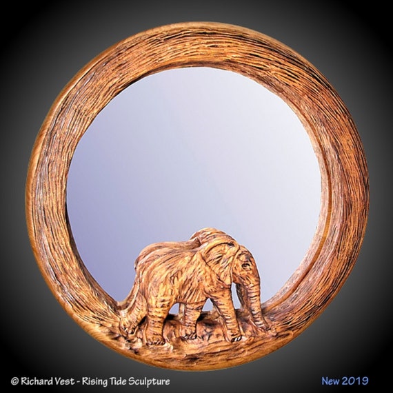 Female African Elephant Mirror Wall Carving Etsy