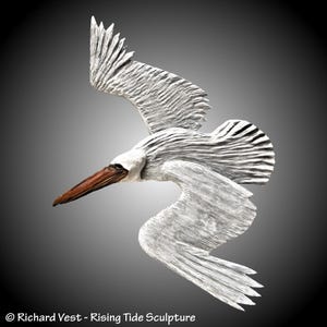 Pelican Flying wall hanging hand carved wood Decor made to order wall Sculpture