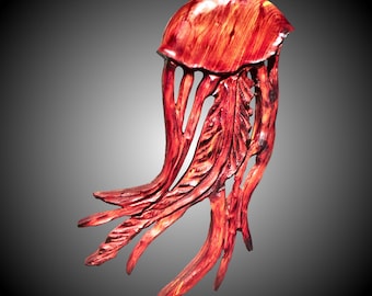Jelly fish wall carving Tennessee Red Cedar wood home or office