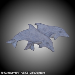 Twin Bottlenose Dolphins Version 3 Wall Sculpture