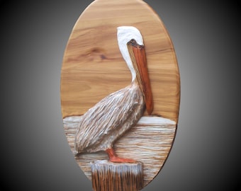 Pier Pelican Wall Carving