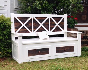 Porch Bench / Outdoor Bench / Storage Bench / White Bench / Ana White Bench