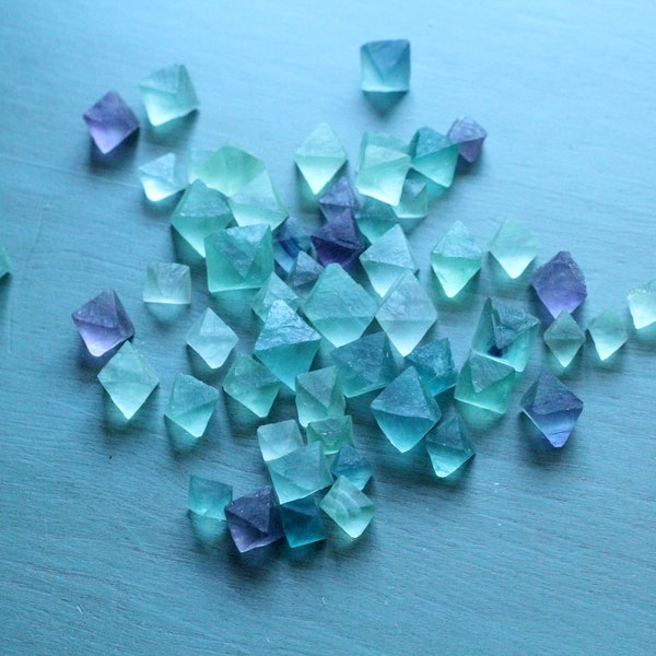 miniature octahedron fluorite / small crystal / mini fluorite sacred geometry