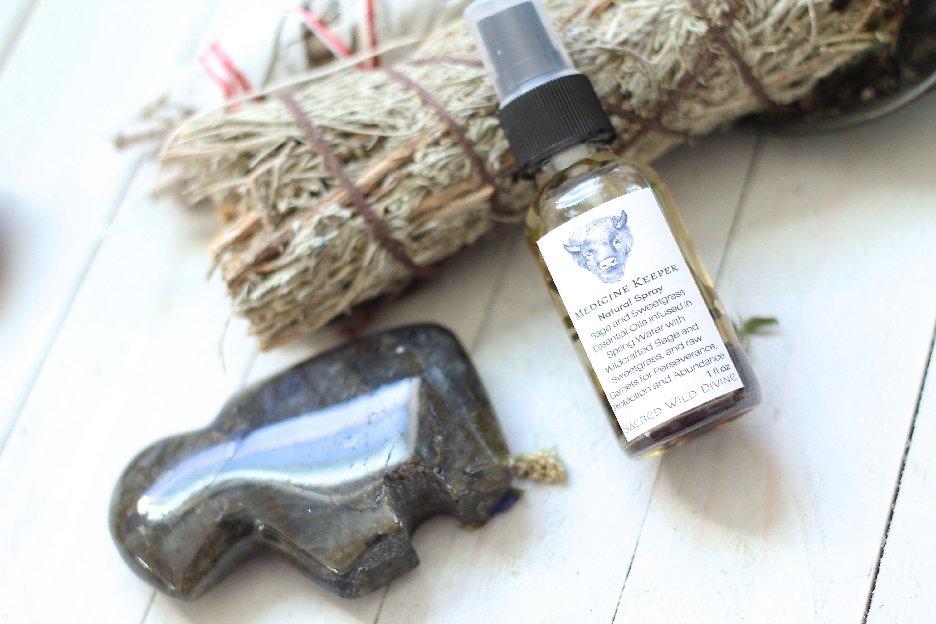 Medicine Keeper Natural Room Spray - Sweetgrass, Sage Cedar Tobacco  Essential Oil