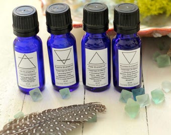 Complete Elemental Essential Oil Blend Set / Aether / Air / Water / Earth / Fire / spiritual oils/ alchemy /meditation oils / chakras