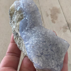 Rare Blue Lace Agate coated with Calcite  Cluster Blue Agate Geode Throat Chakra Stone