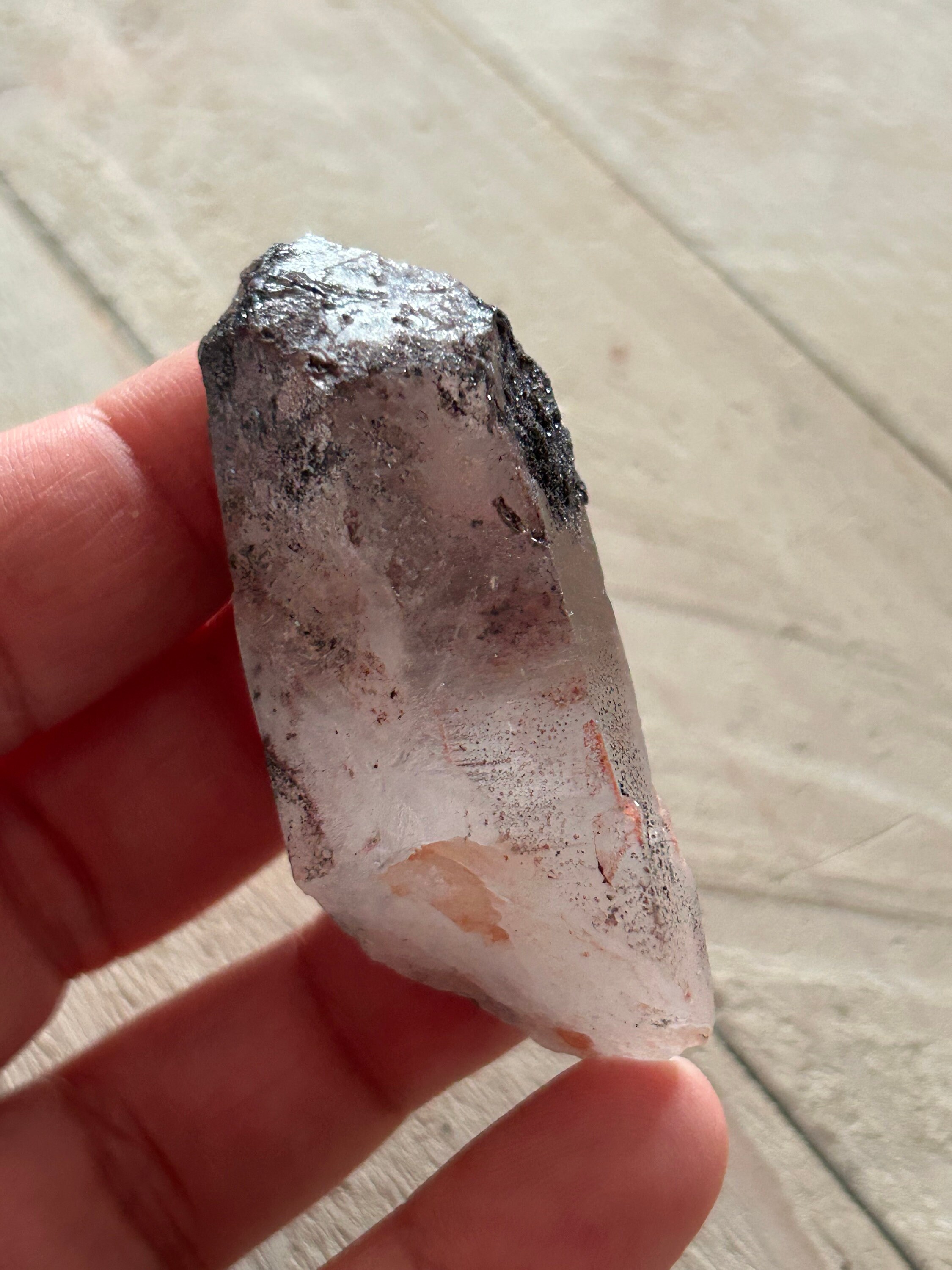 【希少】新政 天蛙Spark Clear Dry Rare Sparkly Hematite Quartz Orange River Quartz Red and