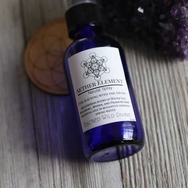 AETHER element spray / mugwort water lily myrrh frankincense moldavite charged spring water