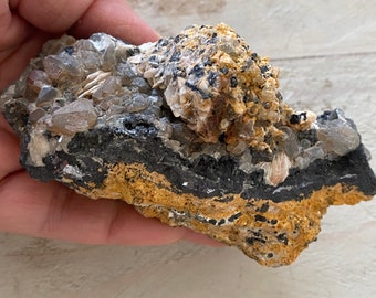 Cerussite on Galena and Peachy Barite Cerussite CLuster Barite Cluster Galena CLuster