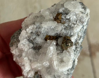 Pyrite on Calcite Plate Cluster Rare Pyrite on Calcite Specimen