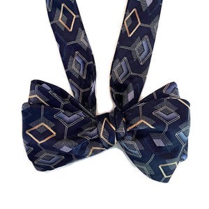 Silk Bow Tie  for Men - Indigo - One-of-a-Kind, Handcrafted - Self-tie or Pre-tied