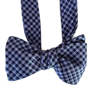 Silk Bow Tie  for Men - Indigo  - One-of-a-Kind, Handcrafted - Self-tie or Pre-tied