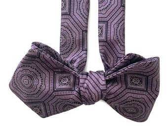 Men's Silk Bow Tie - Purple Point - One--of-a-Kind, Handcrafted - Self-tie - Free Shipping